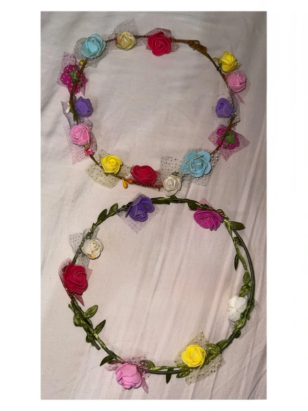 2 Girls Boho Floral Crown Headband